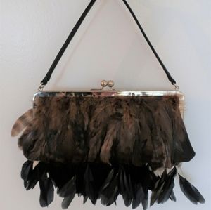 Dolce & Gabbana Italian satin and feather evening bag.